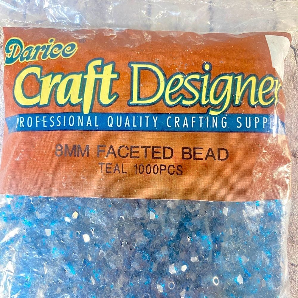 Darice 8MM Teal Faceted Beads NWT 1000 Pieces Craft Supplies Jewelry Making - Picture 2 of 5